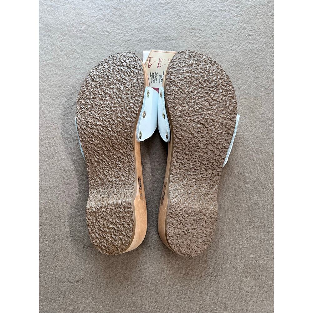 Dr. Scholl's "Old Stock" Vintage Brand New Wooden White Leather Sandals Size 8 - Picture 10 of 10